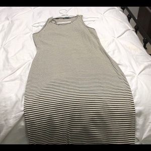 Mid length black and white striped dress